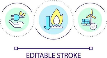 använda sig av rena energi slinga begrepp ikon. hållbar teknologi av kraft generation. eco vänlig abstrakt aning tunn linje illustration. isolerat översikt teckning. redigerbar stroke vektor