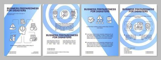 Geschäft Bereitschaft zum Notfall Blau Gradient Broschüre Vorlage. Flugblatt Design mit linear Symbole. 4 Vektor Layouts zum Präsentation, jährlich Berichte