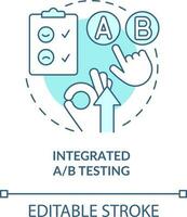 integriert ab testen Türkis Konzept Symbol. Kunde Engagement Plattform Feature abstrakt Idee dünn Linie Illustration. isoliert Gliederung Zeichnung. editierbar Schlaganfall vektor