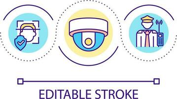 övervakning systemet slinga begrepp ikon. säkerhet kamera abstrakt aning tunn linje illustration. verklig tid övervakning. ansiktsbehandling erkännande. isolerat översikt teckning. redigerbar stroke vektor