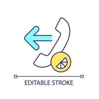 abgehend Anruf rgb Farbe Symbol. Telekommunikation Technologie zum Kontakt. Konversation über Telefon. isoliert Vektor Illustration. einfach gefüllt Linie Zeichnung. editierbar Schlaganfall