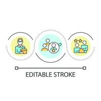 rekrytering adepter slinga begrepp ikon. mentor program rekrytering abstrakt aning tunn linje illustration. locka till sig professionell mentorer. isolerat översikt teckning. redigerbar stroke vektor