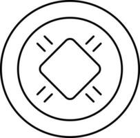 schwarz Gliederung Chinesisch Münze Symbol oder Symbol. vektor