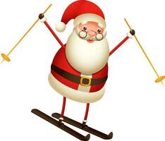 Illustration von Santa claus Skifahren mit Stock. vektor