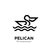 enkel premium simning svart pelikan vektor linje logo ikon illustration isolerade bakgrund