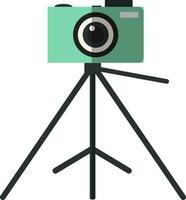 kamera på stativ. grön och svart illustration. vektor