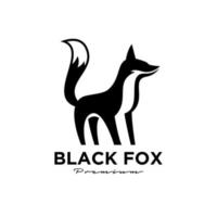 Logo-Design der schwarzen Fuchsschattenbild-Tiermaskottchenlogoschablonenvektorillustration vektor