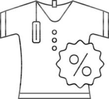 T-Shirt mit Prozentsatz Etikette Symbol im schwarz Umriss. vektor