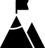 flagga på berg ikon i svart och vit Färg. vektor