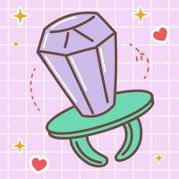 kawaii Essen von Diamant Süßigkeiten Kind Ring Spielzeug. Vektor Hand gezeichnet süß Karikatur Charakter Illustration Logo Symbol. süß Japan Anime, Manga Stil