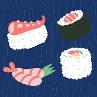 bunt Sushi einstellen von anders Typen Vektor eben Illustration