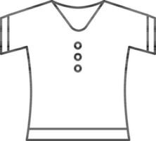 Illustration von T-Shirt Symbol im schwarz Linie Kunst. vektor