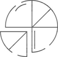 paj Diagram ikon i svart översikt. vektor