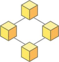 Blockchain Symbol oder Symbol im Gelb Farbe. vektor