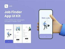 bäst jobb sökare eller upphittare app ui utrustning med flera olika skärmar för mobil Ansökan och mottaglig hemsida. vektor