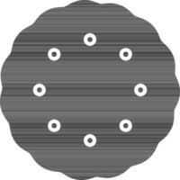 platt stil runda kaka ikon i svart och vit Färg. vektor