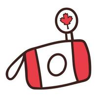 Kanada Tag. zuerst von Juli. symbolisch Kamera im rot und Weiß. Gekritzel Stil. Ahorn Blatt wie ein Symbol. Postkarte, Banner oder Poster. Vektor