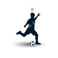 fotboll fotboll spelare man i verkan med plats precisera. vit bakgrund vektor illustration