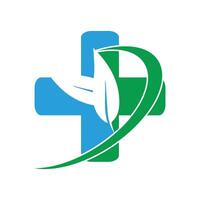 Apotheke medizinisch Logo natürlich organisch Vektor Kreuz Blatt Illustration