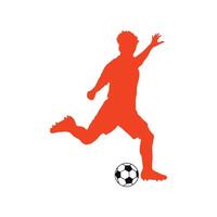 Fußball Fußball Spieler Mann im Aktion Orange Symbol Weiß Hintergrund. Vektor Illustration