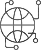 global Vernetzung Symbol im schwarz Linie Kunst. vektor