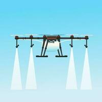 Drohne Sprühen Pestizide und Düngemittel eben Vektor Illustration