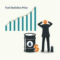 affärsman utseende på statistik på stigande bränsle priser vektor illustration