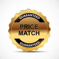 Preis-Match-Garantie Gold Label Zeichenvorlage vektor