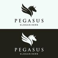 einfach geflügelt Pferd oder Pegasus Logo Vorlage Design mit kreativ Idee. vektor