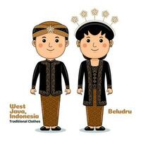 par ha på sig väst java indonesiska traditionell kläder vektor