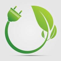 Netzstecker grün Ökologie Emblem oder Logo vektor