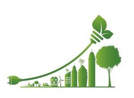 Nachhaltiges Stadtwachstum in der Stadtökologie Grüne Städte helfen der Welt mit umweltfreundlichen Konzeptideen vektor