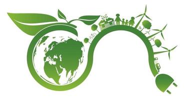 jord symbol med gröna blad runt ekologi gröna städer hjälper världen med miljövänliga konceptidéer vektor