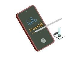 Digital Bleistift Schreiben auf Handy, Mobiltelefon Bildschirm vektor