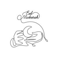 einer kontinuierlich Linie Zeichnung von ein Symbol zum geben ein Geschenk zum eid Mubarak. eid Mubarak und Ramadan kareem Design Konzept mit einfach linear Stil. eid Mubarak Vektor Design Konzept.