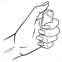 Feuerzeug in den Händen Vektor-Illustration im Cartoon-Stil das Feuerzeug brennt in den Händen vektor