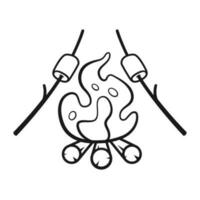 marshmallow steka illustration, bål symbol vektor