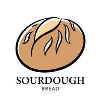 surdeg bröd varumärke, logotyp för bageri affär, hand dragen mat vektor