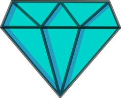 blå diamant ikon i svart linje konst. vektor