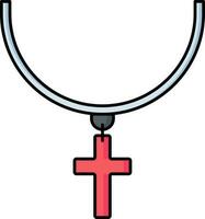 kristen medaljong eller korsa hängsmycke ikon i röd och blå Färg. vektor