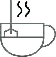 schwarz Linie Kunst Illustration von Teebeutel im heiß Tasse Symbol. vektor