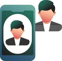 vektor illustration av användare profil eller ansikte id skanna i smartphone skärm ikon.