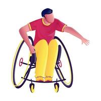 gesichtslos Behinderung Mann Sitzung auf Rollstuhl Symbol. vektor