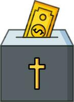 Christian Geld Spende Box Symbol im grau und Gelb Farbe. vektor