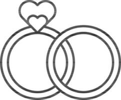 eben Stil Hochzeit Ring Symbol im Linie Kunst. vektor
