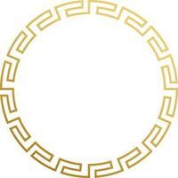 gyllene runda kinesisk grekisk ram på vit bakgrund. vektor