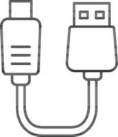 Linie Kunst Illustration von zwei Seite USB Kabel Symbol. vektor