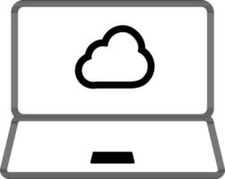 Linie Kunst Illustration von Wolke Server im Laptop Symbol. vektor