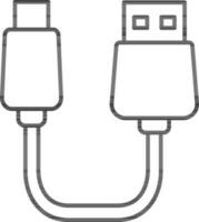 zwei Seite USB Kabel Symbol im dünn Linie Kunst. vektor