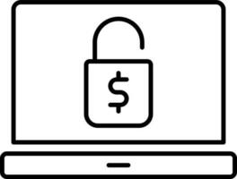 online Geld Sicherheit App im Laptop Symbol im Linie Kunst. vektor